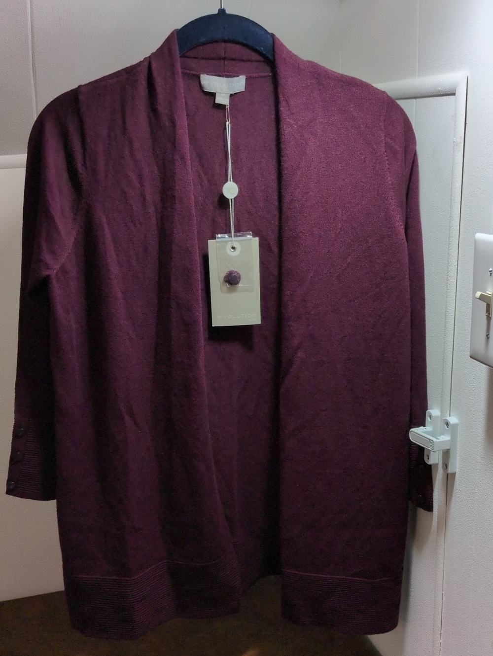 Open-Front Women's Cardigan Sweater in plum